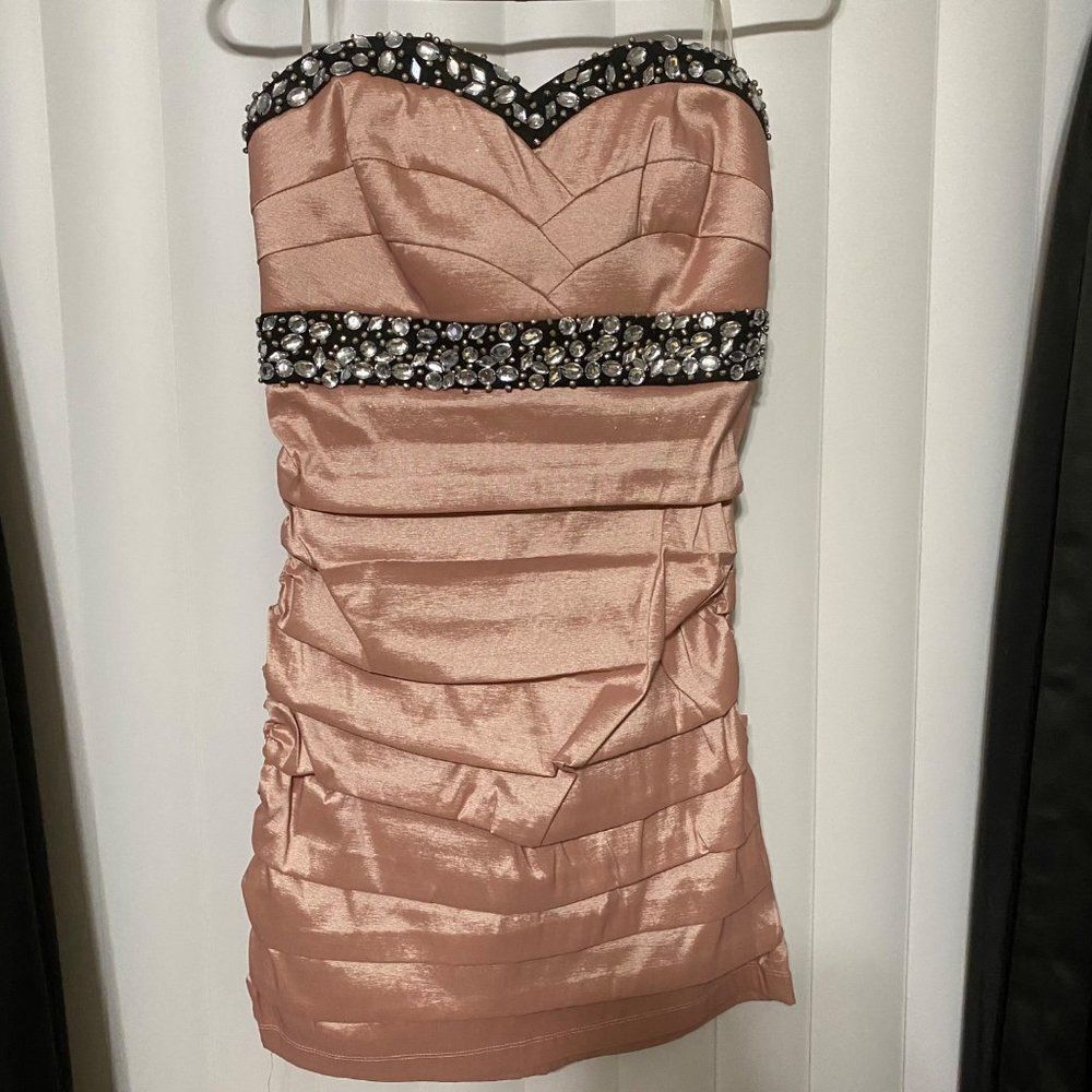 Sequin Hearts strapless sequenced beaded dress